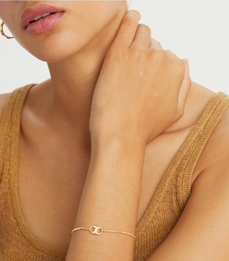 Tory Burch designer bracelets Embrace Ambition Chain Bracelet in Gold front