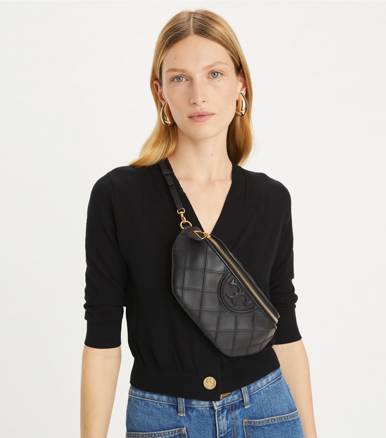 Tory Burch designer belt bags Fleming Soft Convertible Belt Bag in Black angle