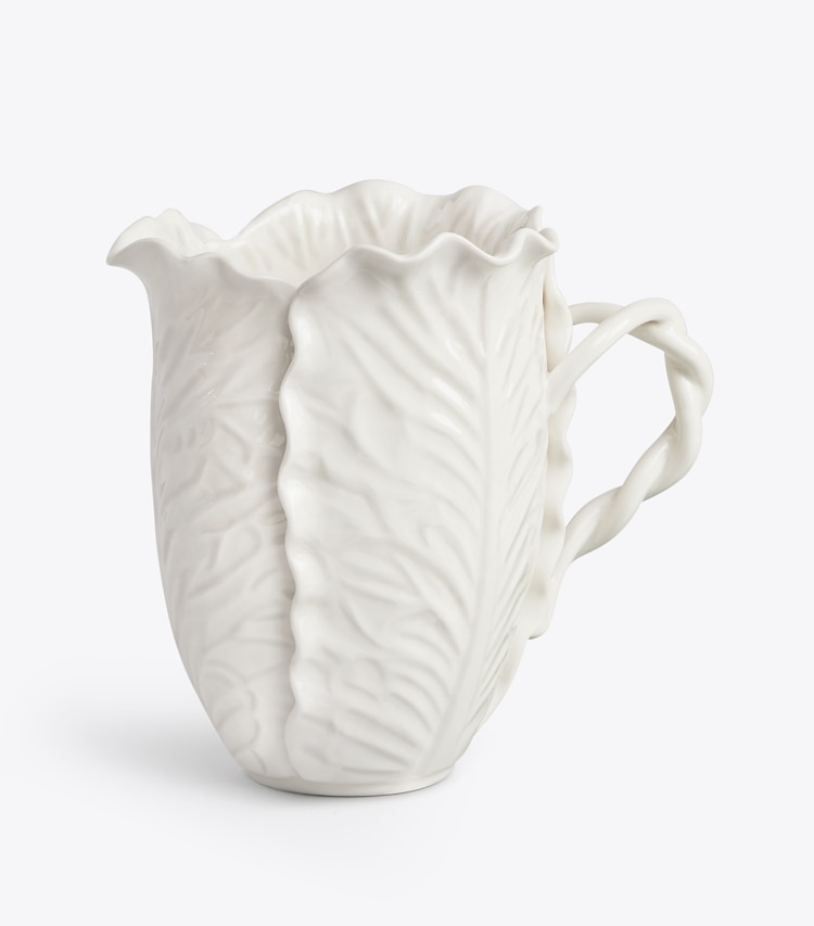 Tory Burch designer tabletop & drinkware Lettuce Ware Pitcher in White front