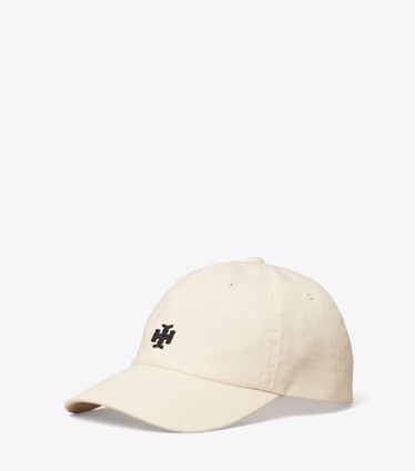 Tory Burch designer hats Logo Cap in Ivory Pearl angle