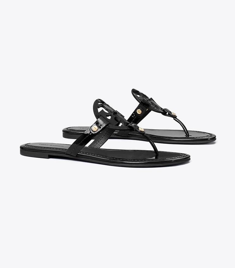 Tory Burch designer sandals Miller Patent Sandal in Perfect Black angle