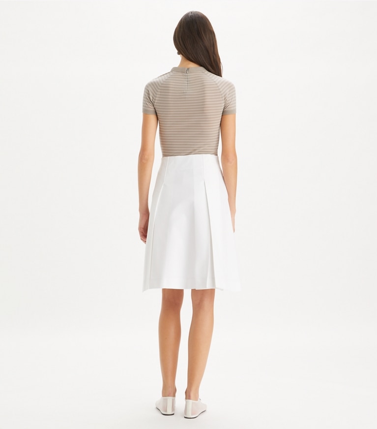 Tory Burch designer bottoms Pleated Twill Skirt in White front