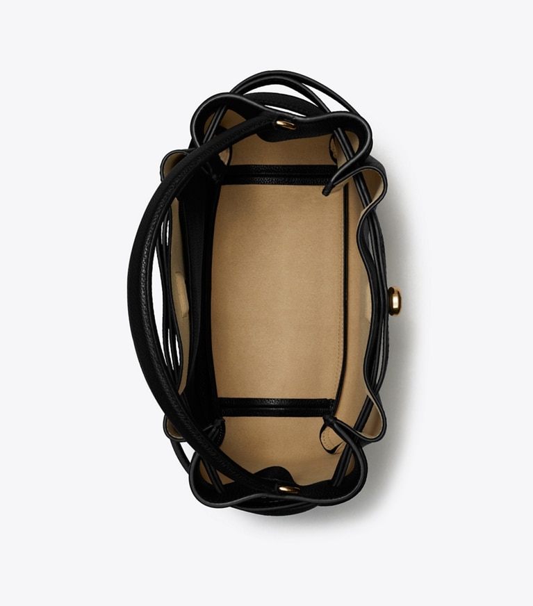 Tory Burch designer crossbody bags Romy Bucket Bag in Black angle