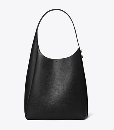 Tory Burch designer hobo bags Romy Hobo Bag in Black front