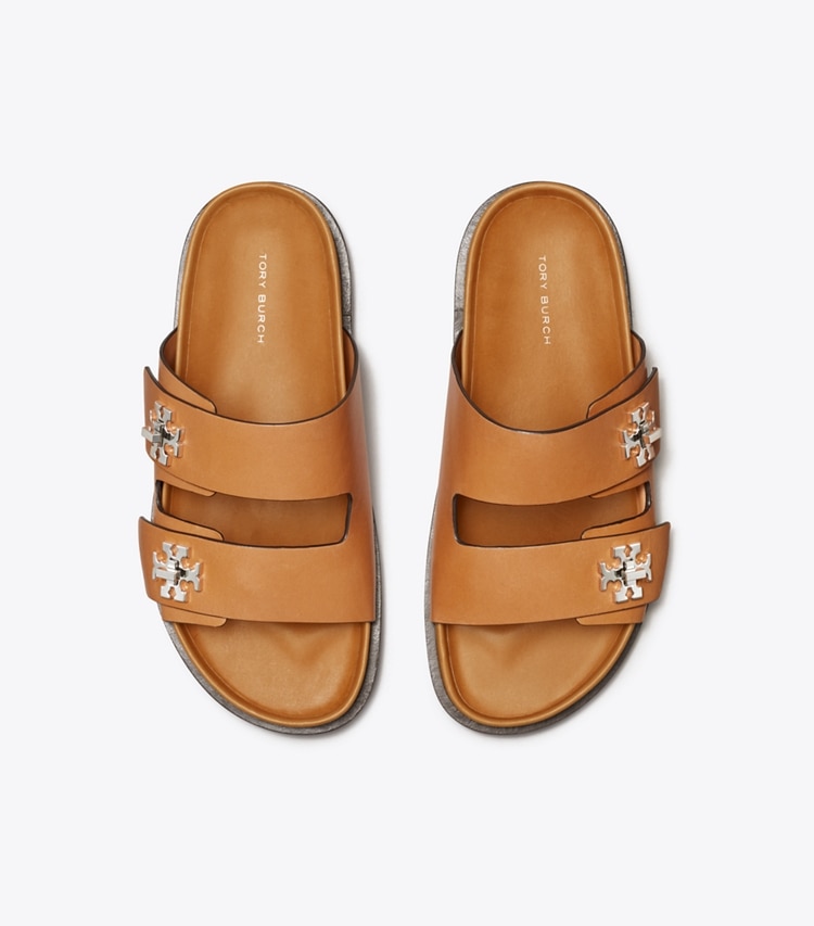Tory Burch designer sandals Turnlock Sport Slide in CAMELLO overhead