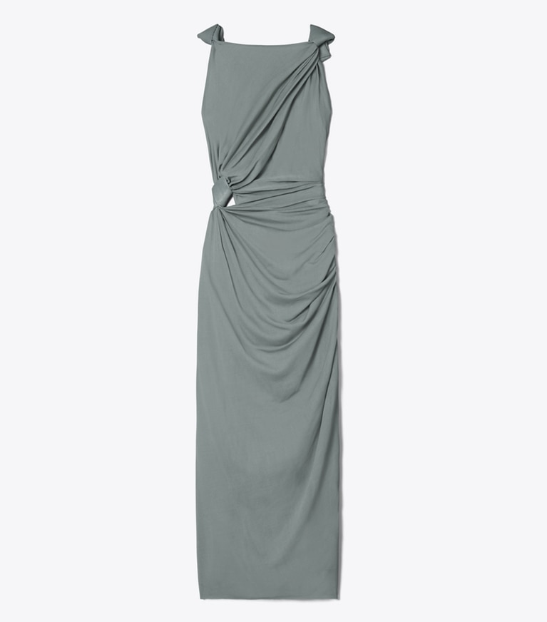 Tory Burch designer dresses Viscose Knot Dress in Shale Gray front